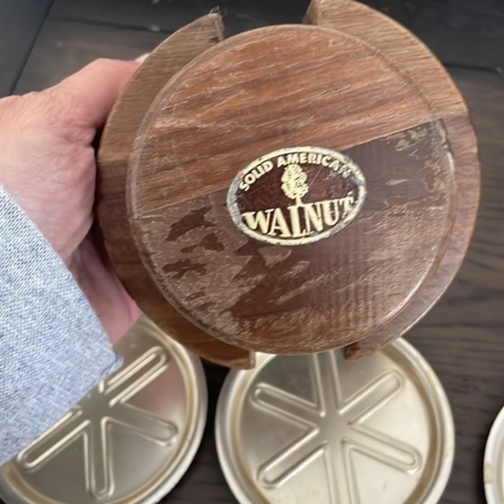 Solid American Walnut Coaster Set- Vintage‎ - Picture 5 of 10